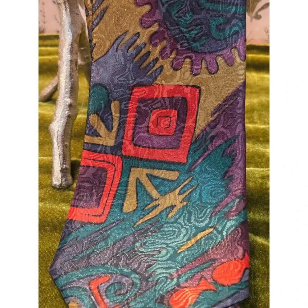 😎Dino Cellian Abstract Geometric Silk‎ Blend Vintage Necktie and Pocket Square